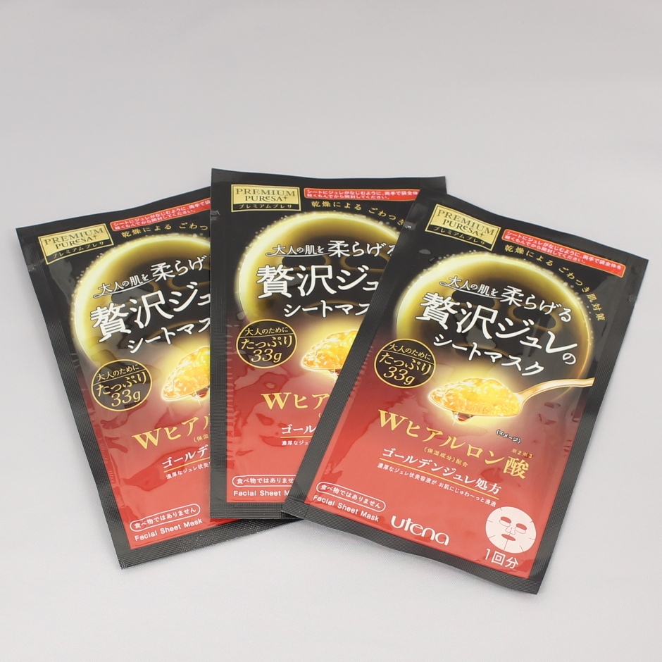 Utena Premium Puresa Golden Gel Mask Hyaluronic Acid 3 Sheets (1 Box)